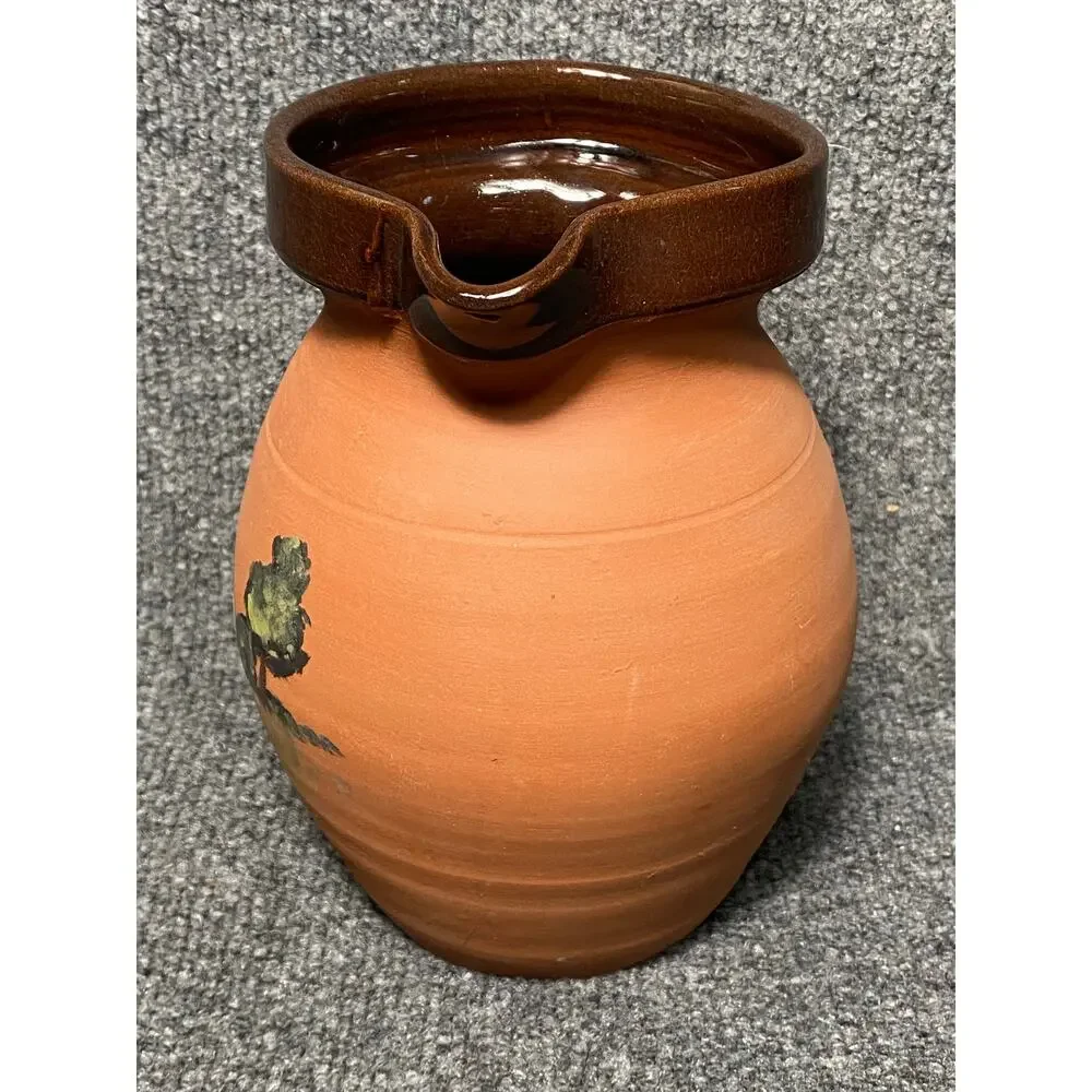 Royal Barum Ware  by C. H. Brannam England Red Terra-cotta Pitcher Hand Painted